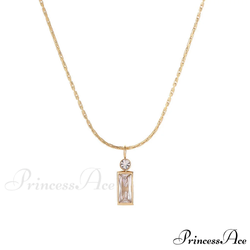 Classic Style Mini Rectangular Shining Zircon Necklaces - Image 5