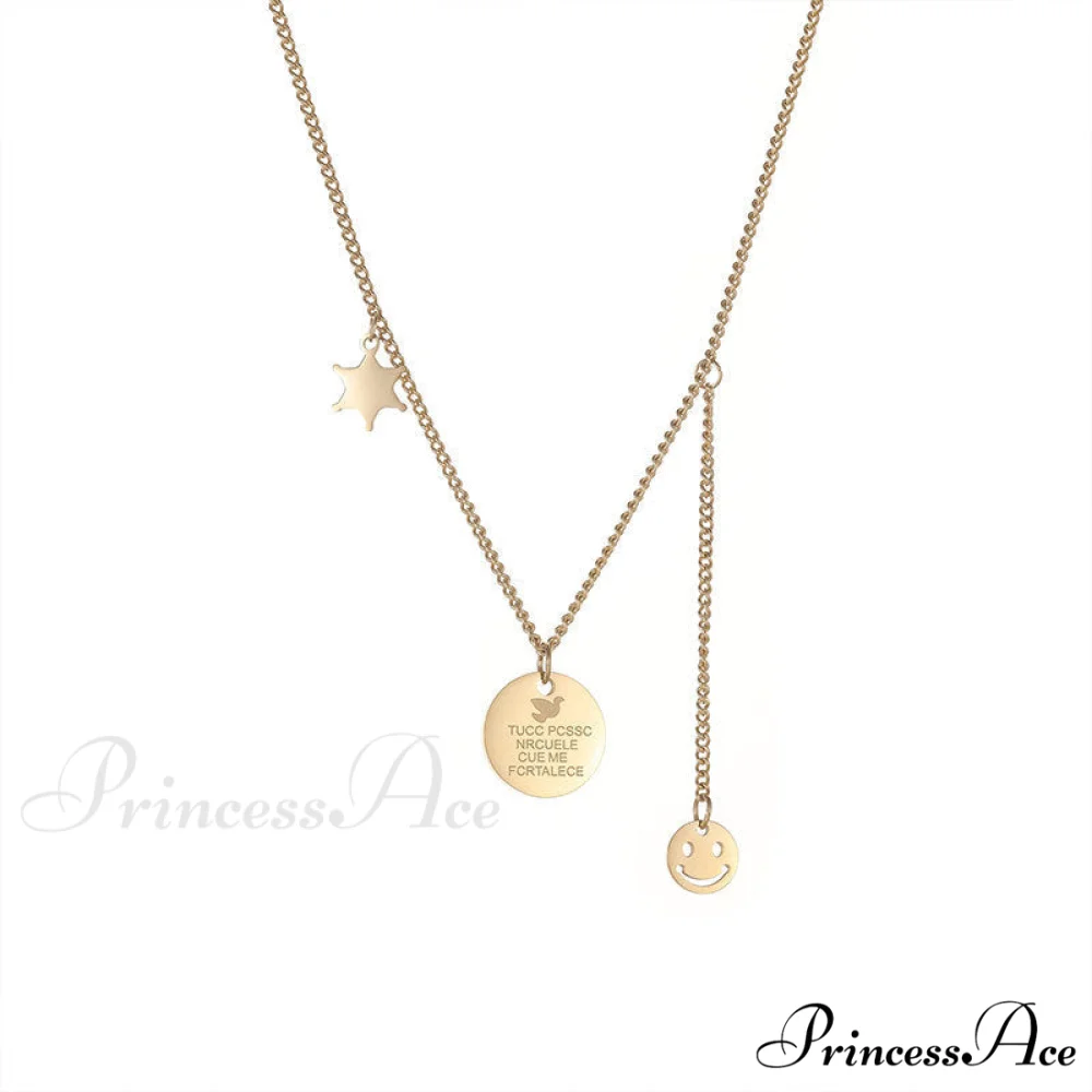 Minimalist Smile Star Plate Pendant Necklace - Image 5