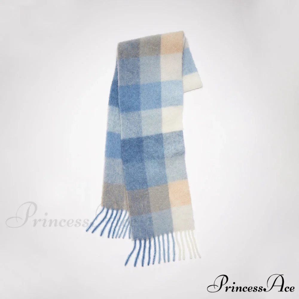 Warm Cozy Soft Thick Stylish Classic Trendy Checkered Rainbow Scarf - Image 3