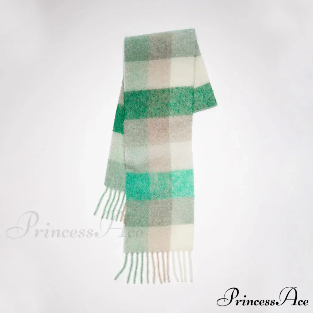 Warm Cozy Soft Thick Stylish Classic Trendy Checkered Rainbow Scarf - Image 6