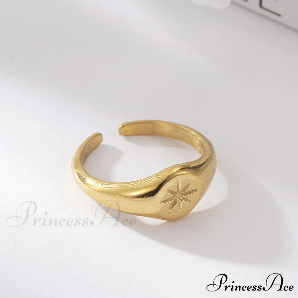 Titanium Steel Gold Plated Eight-pointed Star Rings - Image 4