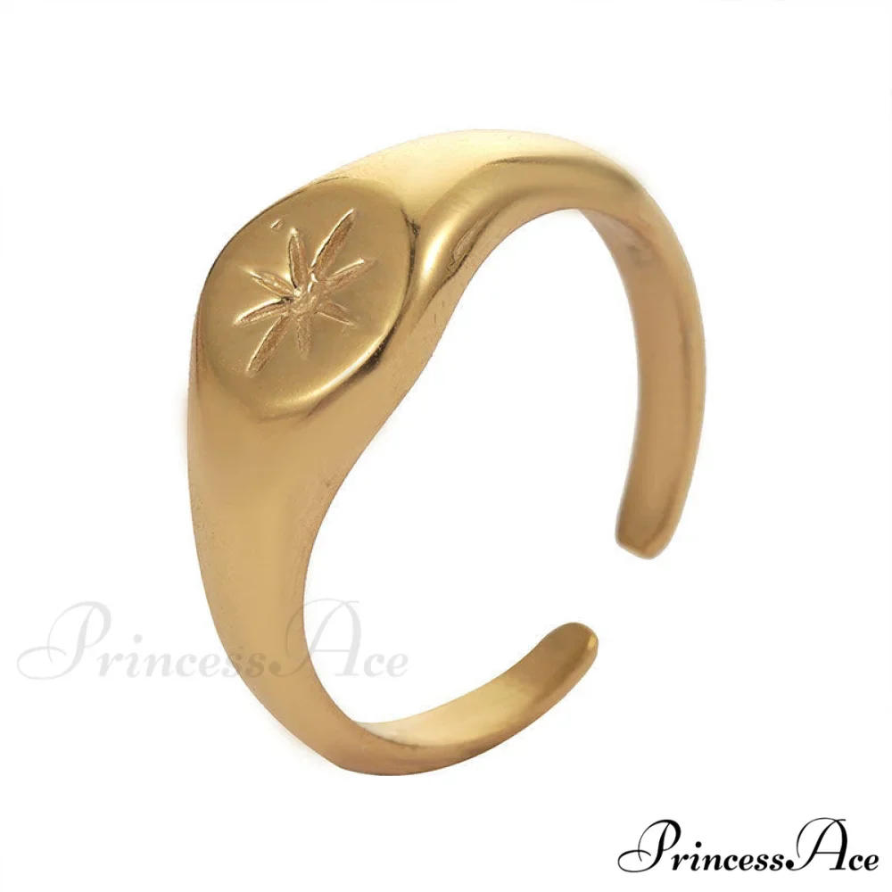 Titanium Steel Gold Plated Eight-pointed Star Rings - Image 5