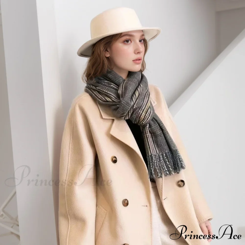 New Autumn Winter Thin Retro Tassel Plaid High-end Classic Elegant Scarf - Image 4