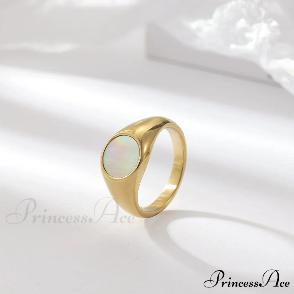 Titanium Steel Natural Opal Closed Rings - Image 4