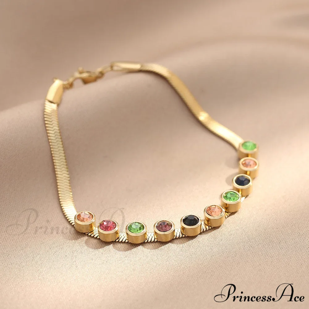 Colorful Diamond Snake Chain Bracelet - Image 3