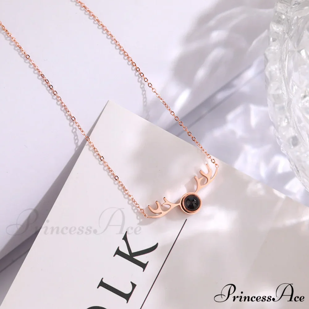 Titanium Steel Romantic Antler Pendant Necklace - Image 2