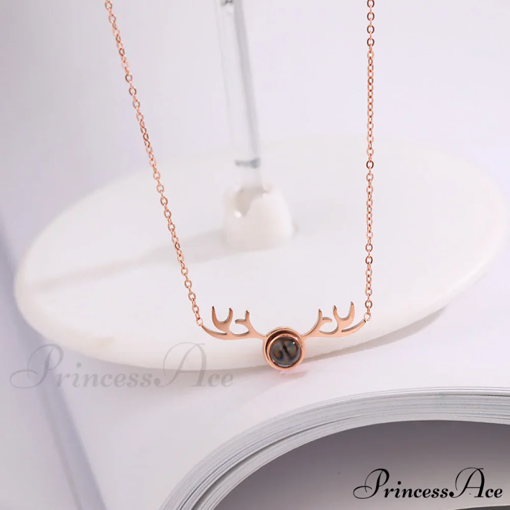 Titanium Steel Romantic Antler Pendant Necklace - Image 4
