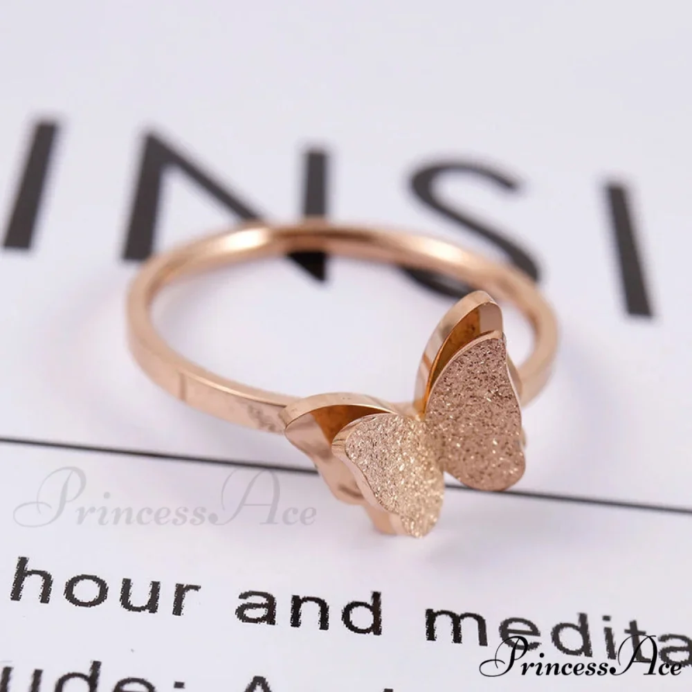 Fashion Frosted Butterfly Titanium Steel Ring - Image 2