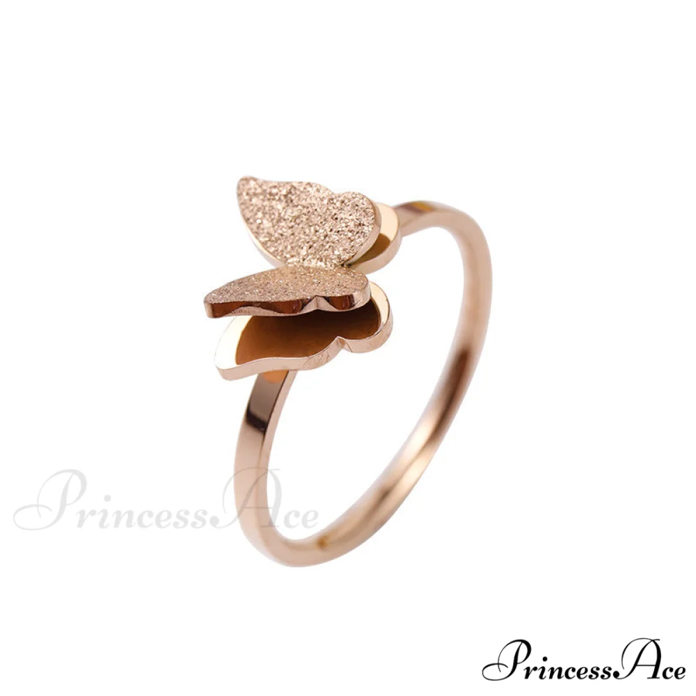 Fashion Frosted Butterfly Titanium Steel Ring - Image 5