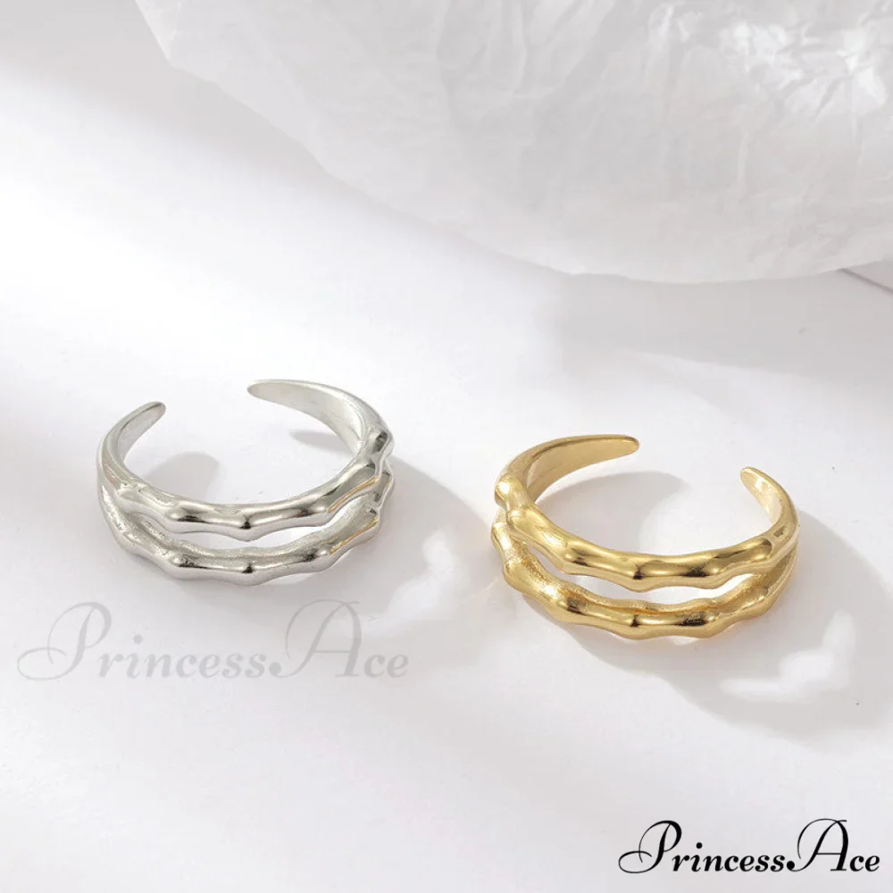 Stainless Steel Casting Double Layer Bamboo Ring - Image 2