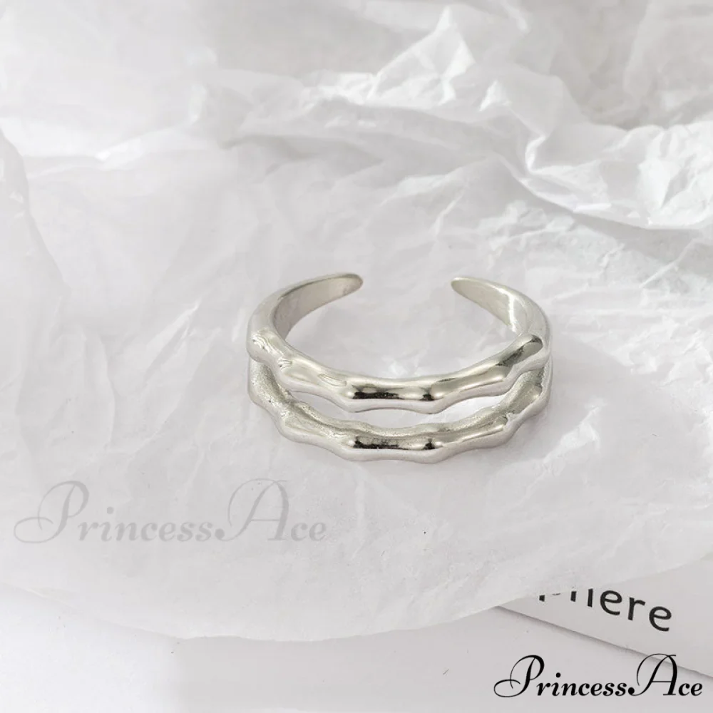 Stainless Steel Casting Double Layer Bamboo Ring - Image 4