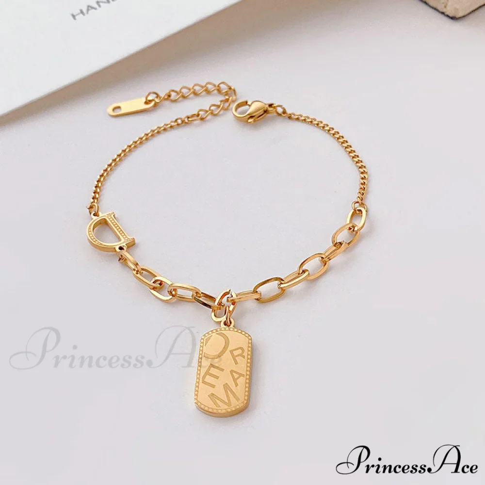 Simple Rose Gold Niche Design Letters Jewelry Bracelet - Image 3