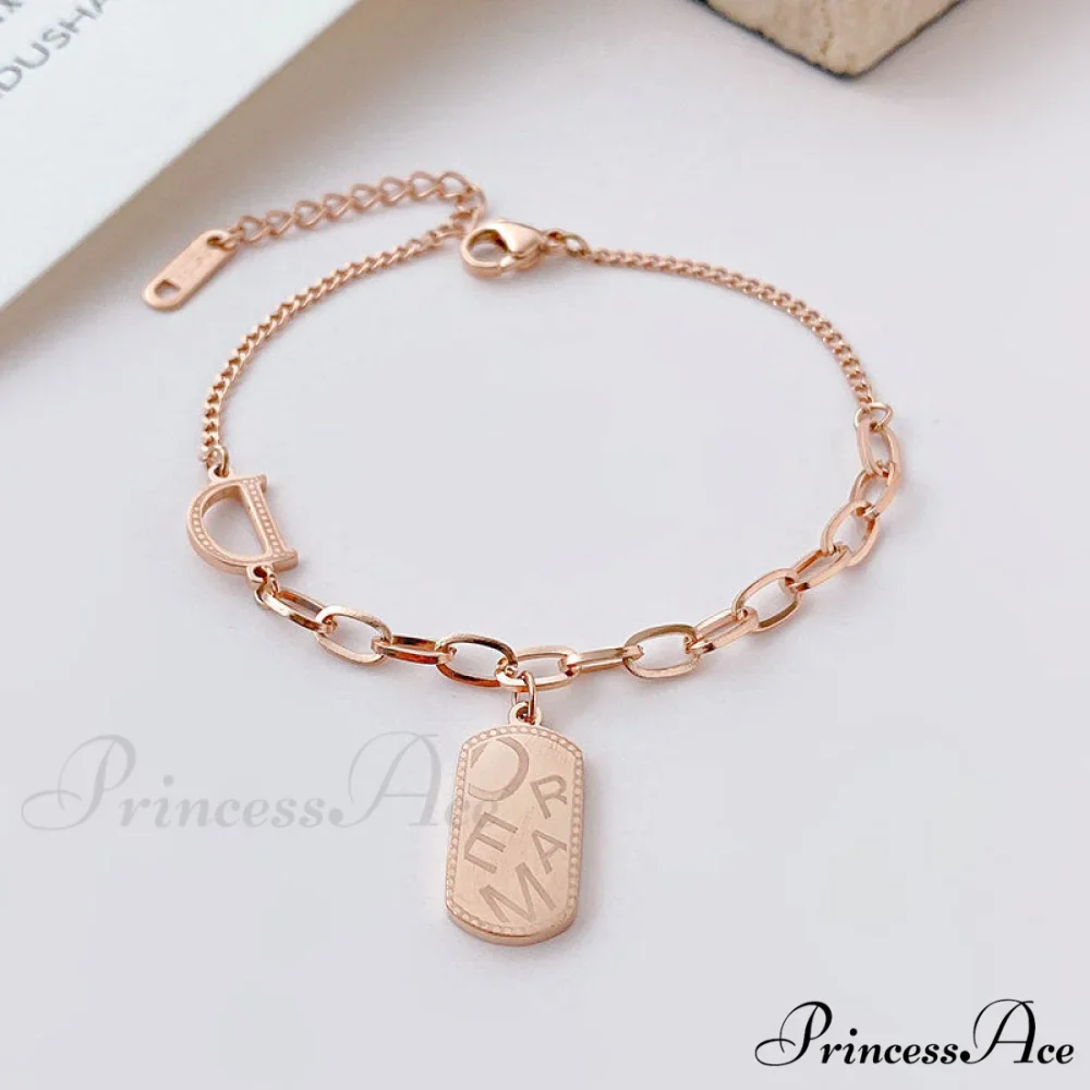 Simple Rose Gold Niche Design Letters Jewelry Bracelet - Image 4
