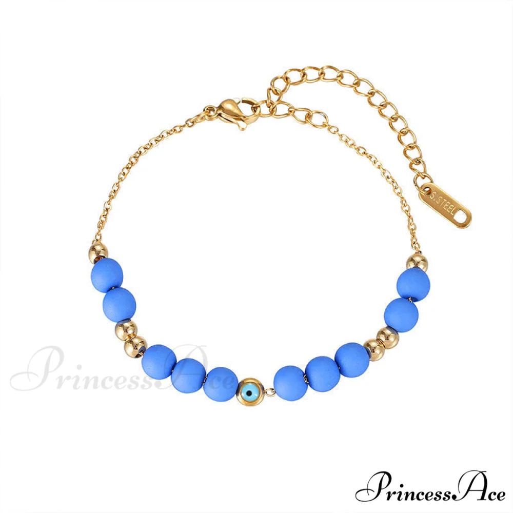 Stainless Steel Crystal Beaded Devil's Eye Fashion Bracelet - Image 5