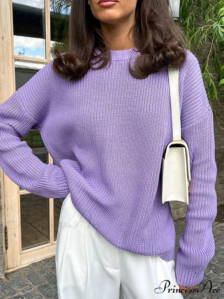 Chic O-neck Elegant Knitted Sweater Pullovers - Image 2