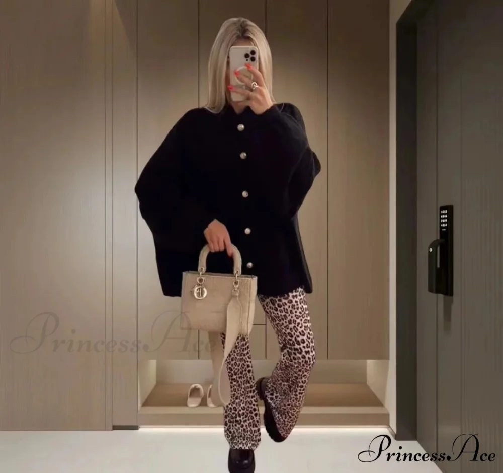Casual Cozy Loose O-neck Elegant Solid Comfortable Lantern Sleeve Stylish Sweater - Image 4