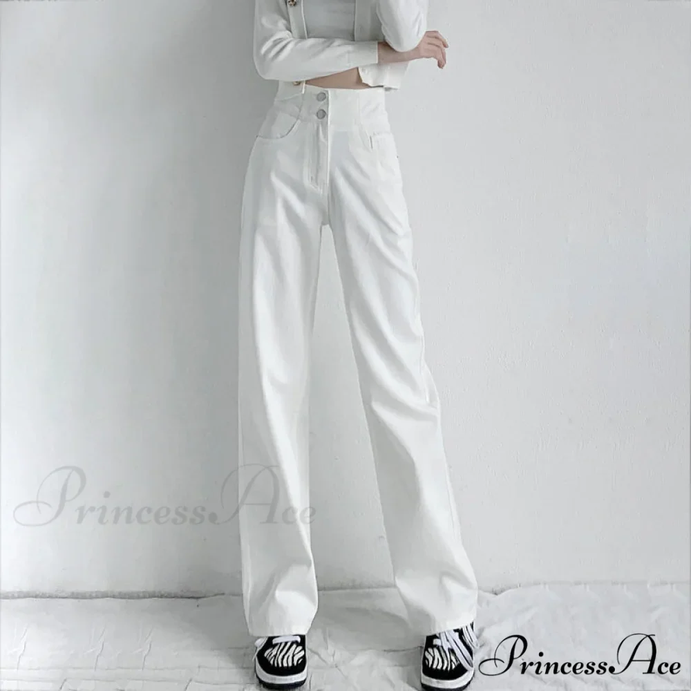 Hight Waist Blue White Wide Leg Comfy Jeans - Image 5