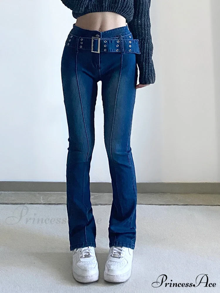 Brown Vintage Flared Hight Waist Jeans - Image 6