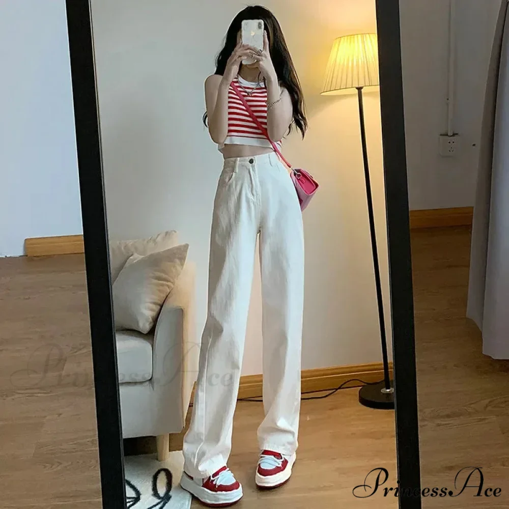 2024 Spring Autumn New Vintage Waist Pants For Women Korean Fashion Streetwear Straight Casual Baggy Woman Jeans - Image 3