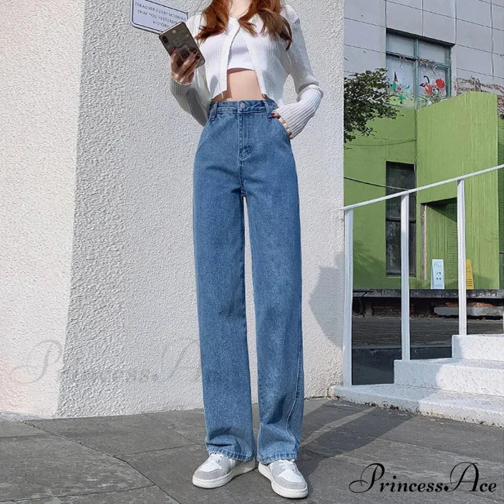 2024 Spring Autumn New Vintage Waist Pants For Women Korean Fashion Streetwear Straight Casual Baggy Woman Jeans - Image 5