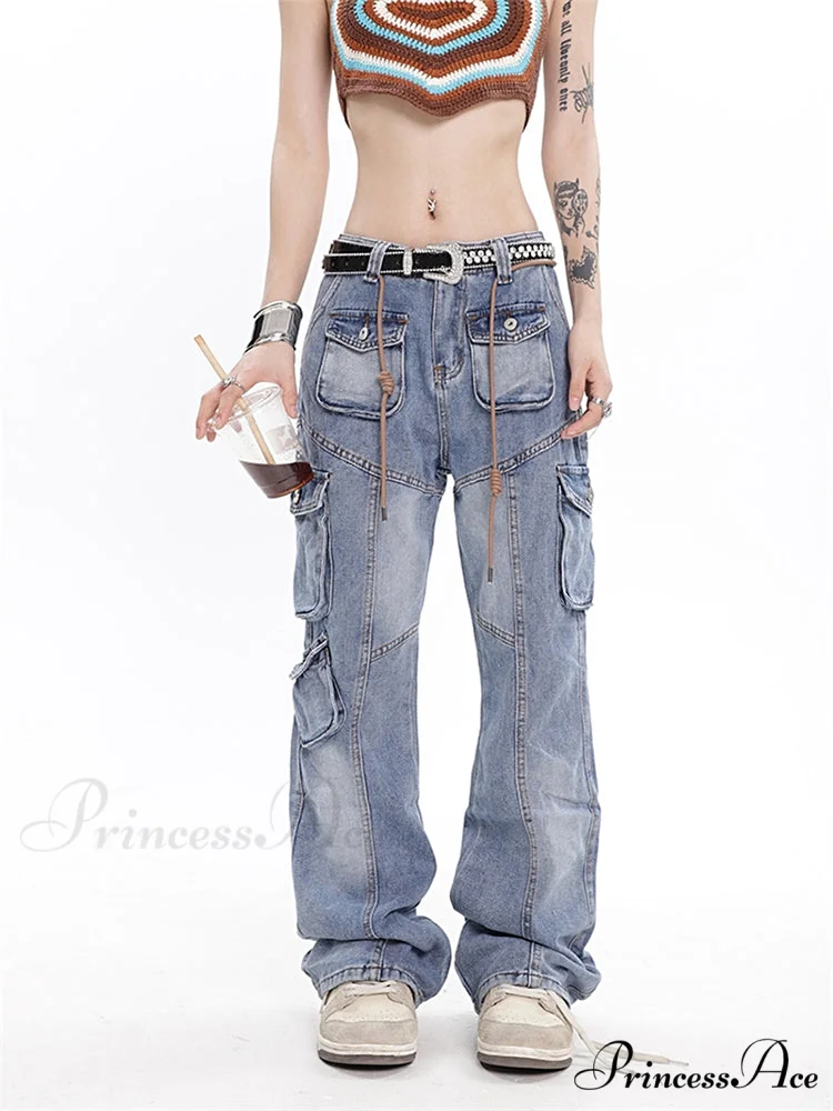 Vintage Light Blue Cargo Jeans - Image 2