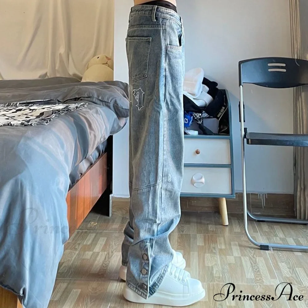 Fashion Letter Print Loose Jeans - Image 5