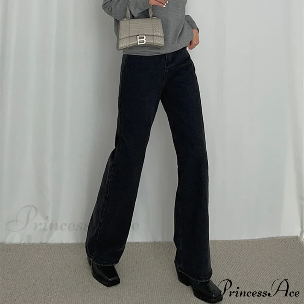 Loose High Waist Denim Straight Jeans - Image 4