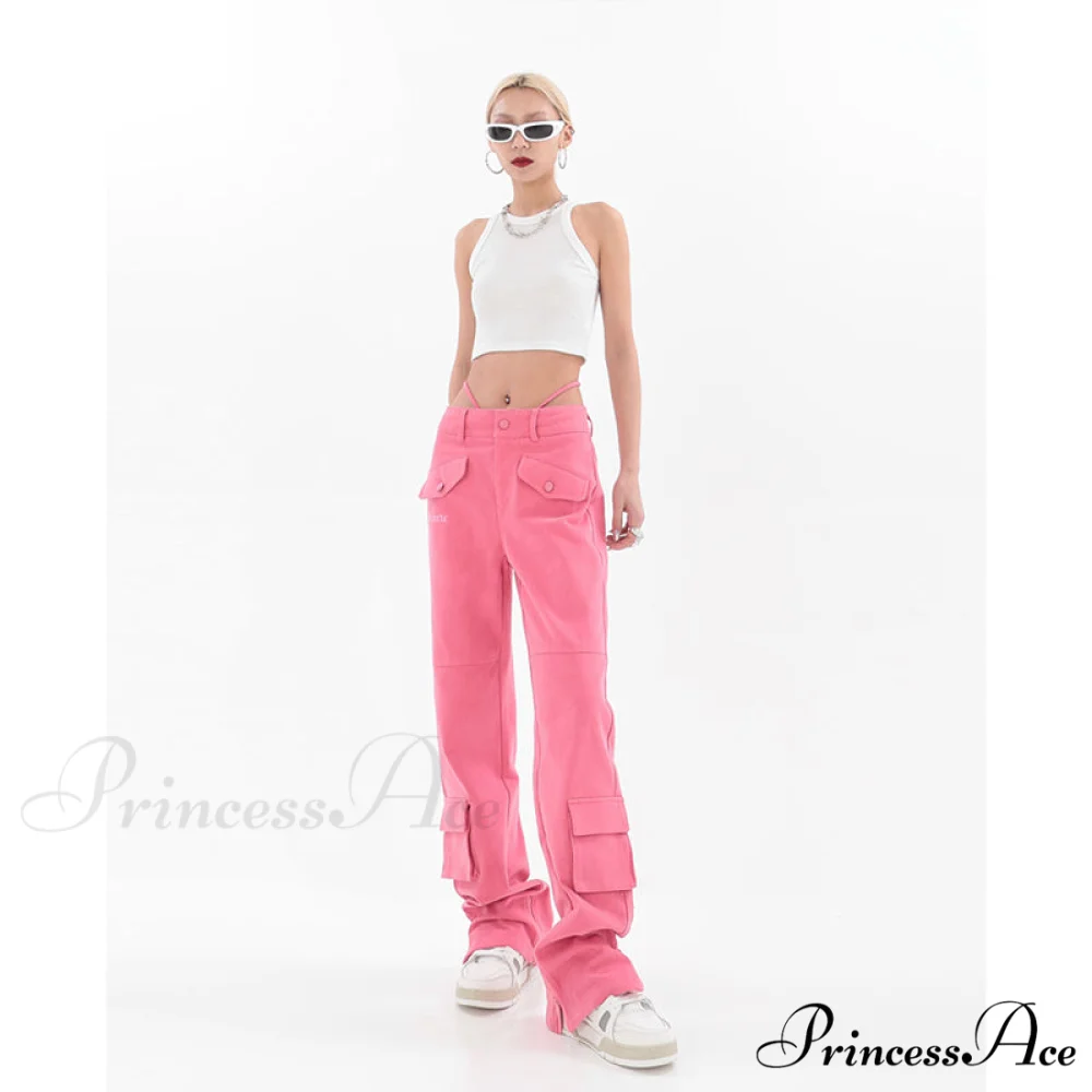 Pocket Straight Vintage Pink Cargo Jeans - Image 5