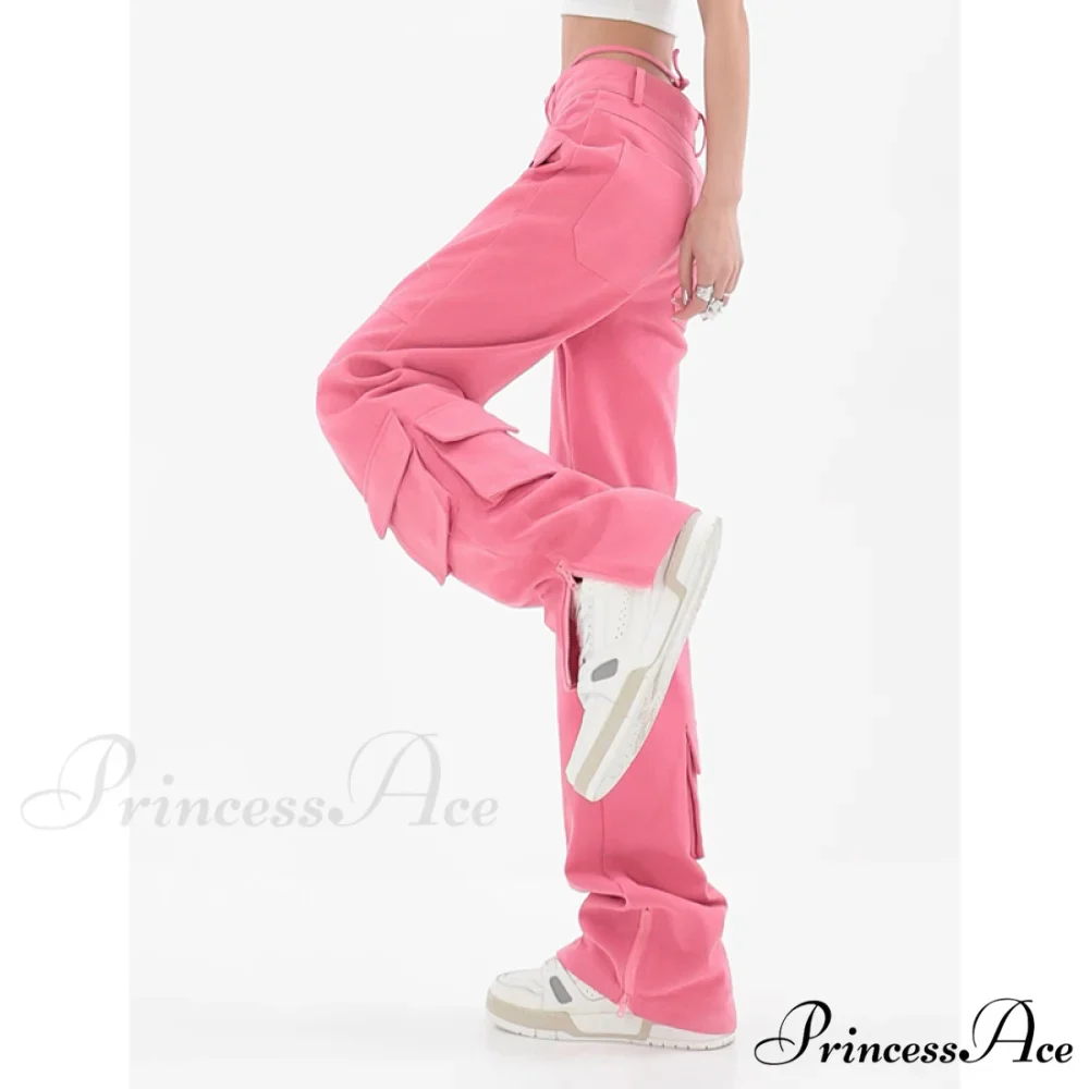 Pocket Straight Vintage Pink Cargo Jeans - Image 6