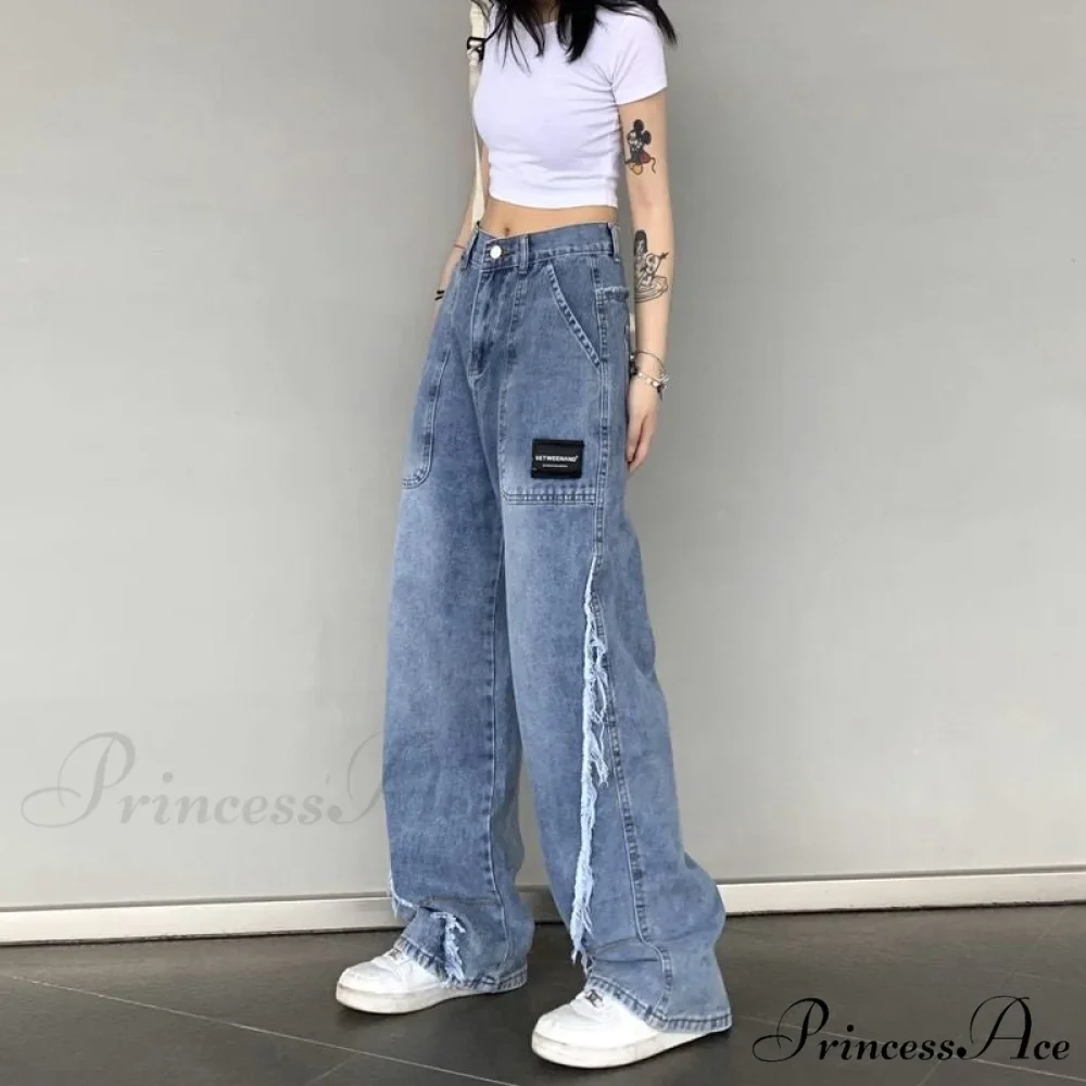 Y2k Raw Edge Baggy Jeans - Image 3