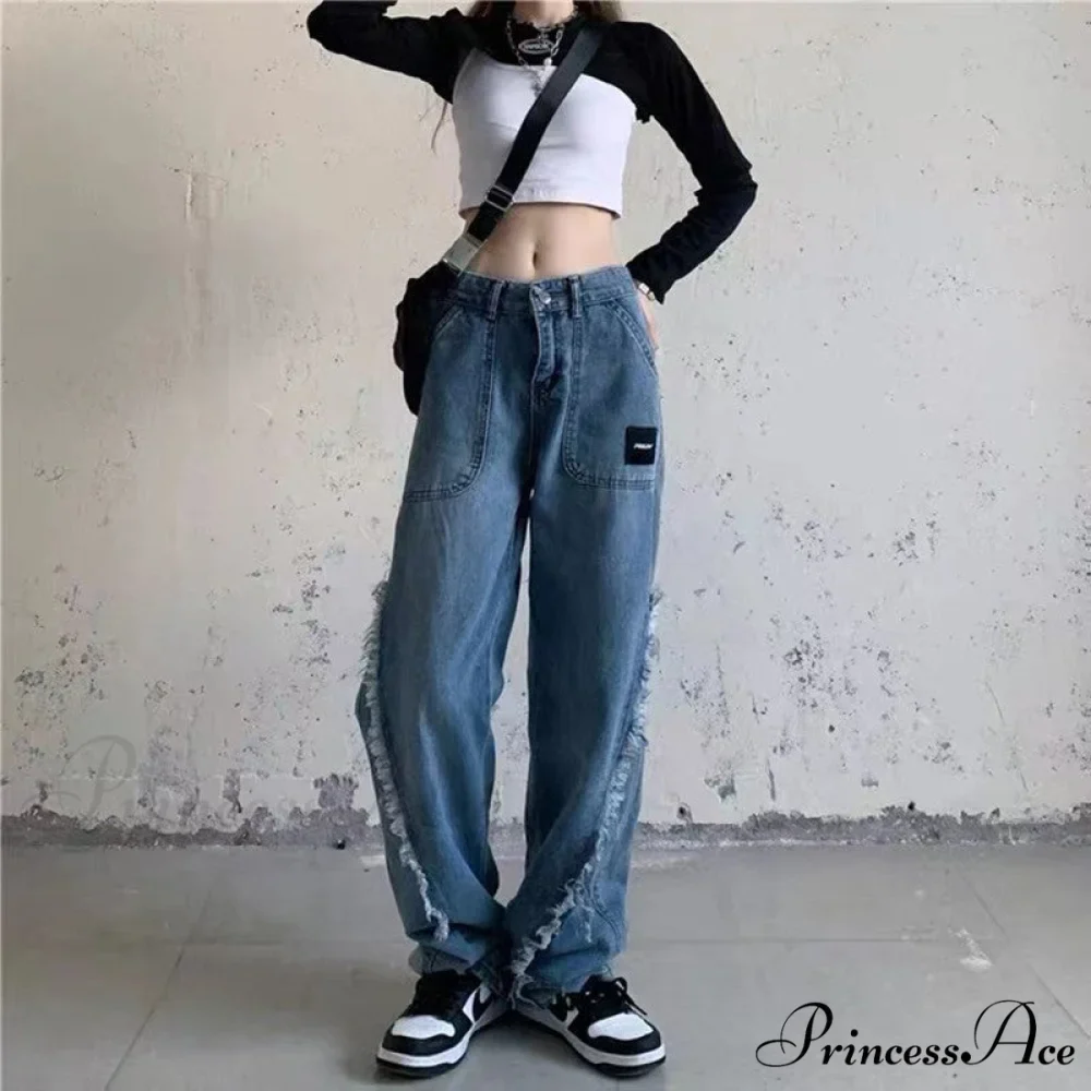 Y2k Raw Edge Baggy Jeans - Image 4