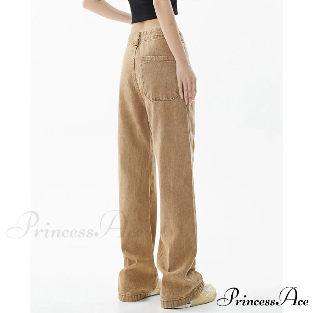 Graphic Pattern Vintage Khaki Jeans - Image 3