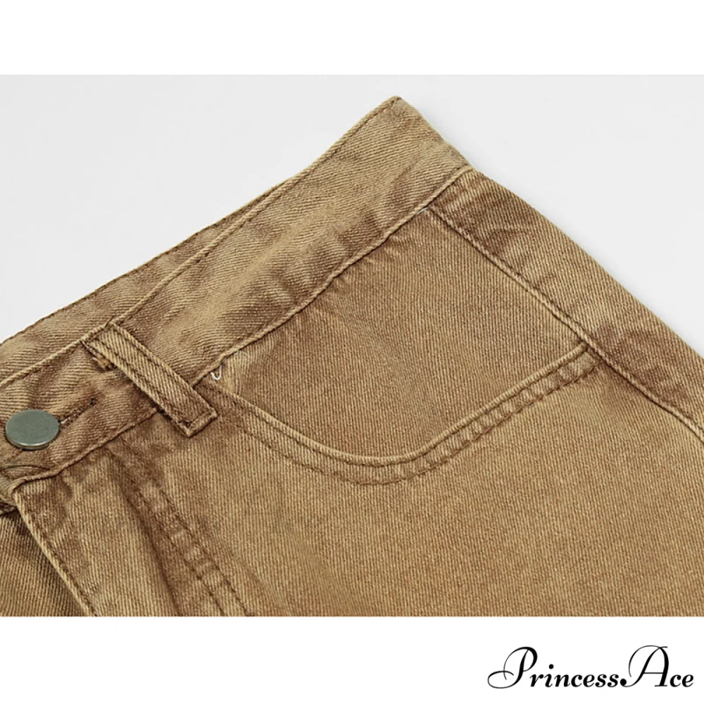 Graphic Pattern Vintage Khaki Jeans - Image 4