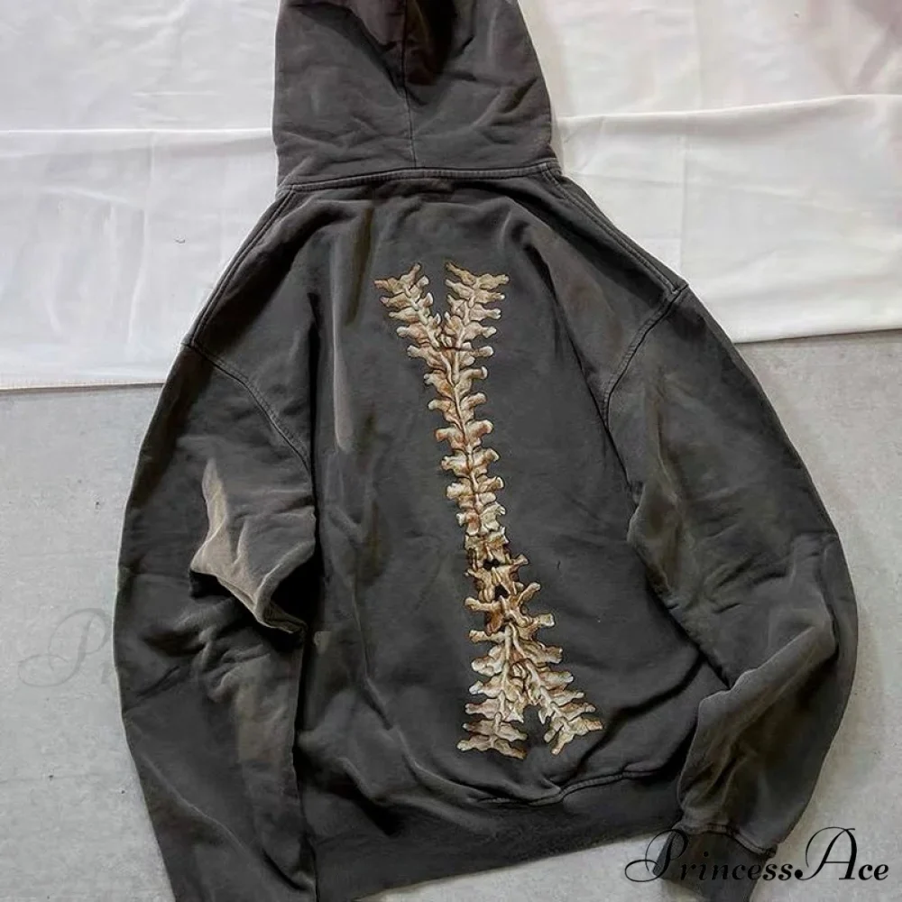 Gothic Punk Skeleton Print Hoody Jacket - Image 6