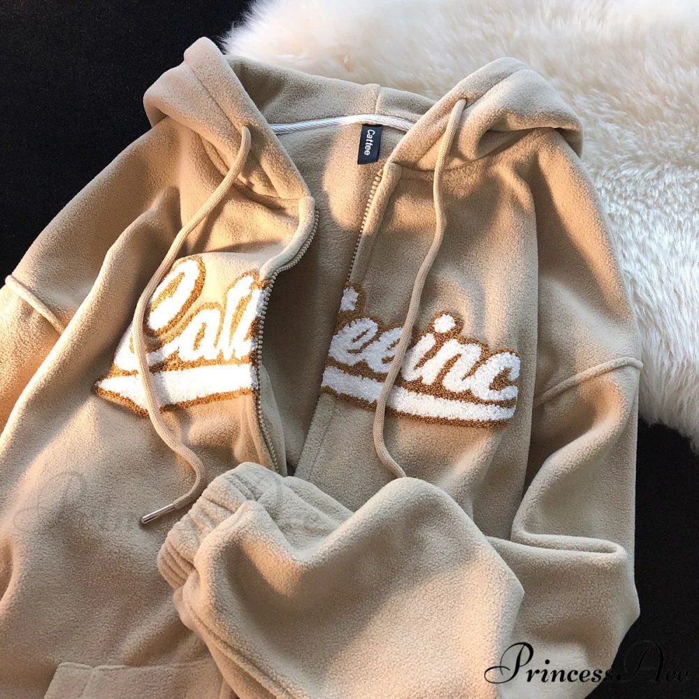 Letter Print Vintage Zip Up Oversize Jacket - Image 14