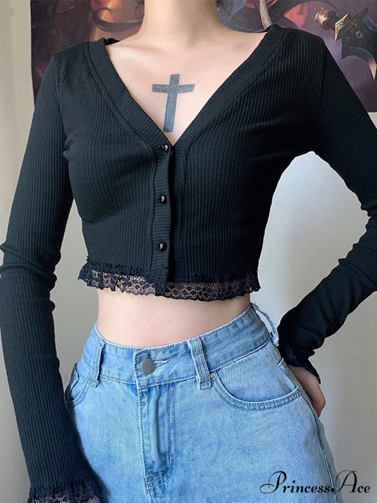 Lace Patchwork Knitted Cardigan - Image 5