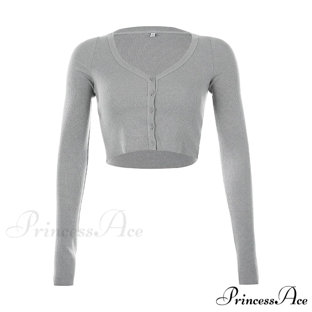 Stretchy Long Sleeve Crop Tops Cardigan - Image 7