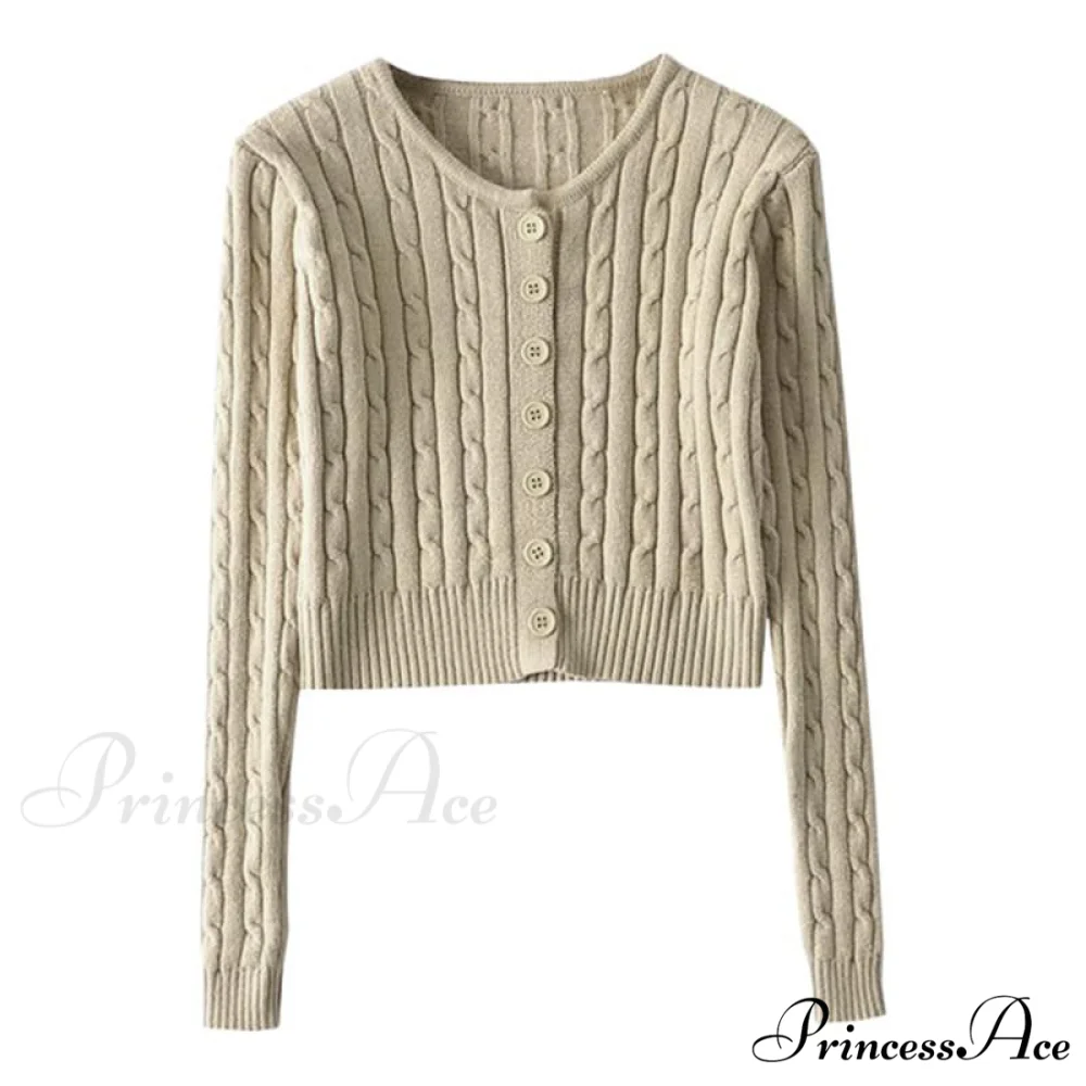 Vintage Long Sleeve Slim Knitted Cardigan - Image 8