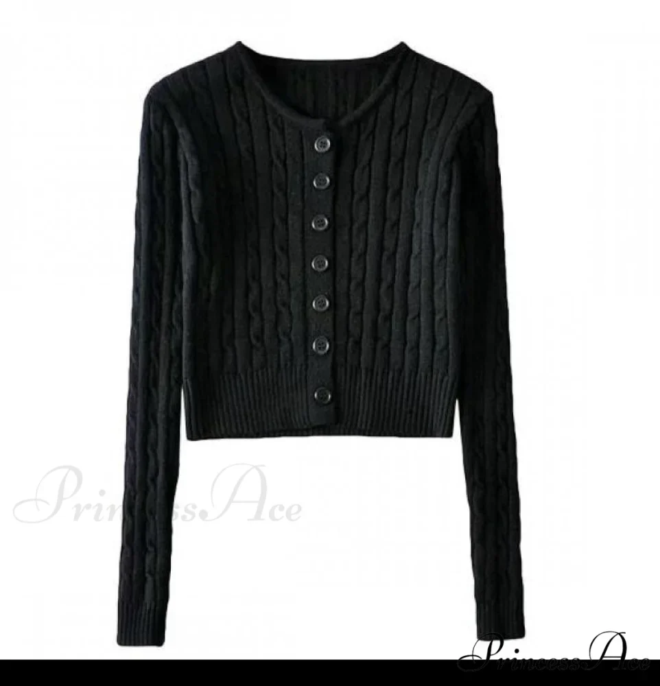 Vintage Long Sleeve Slim Knitted Cardigan - Image 9