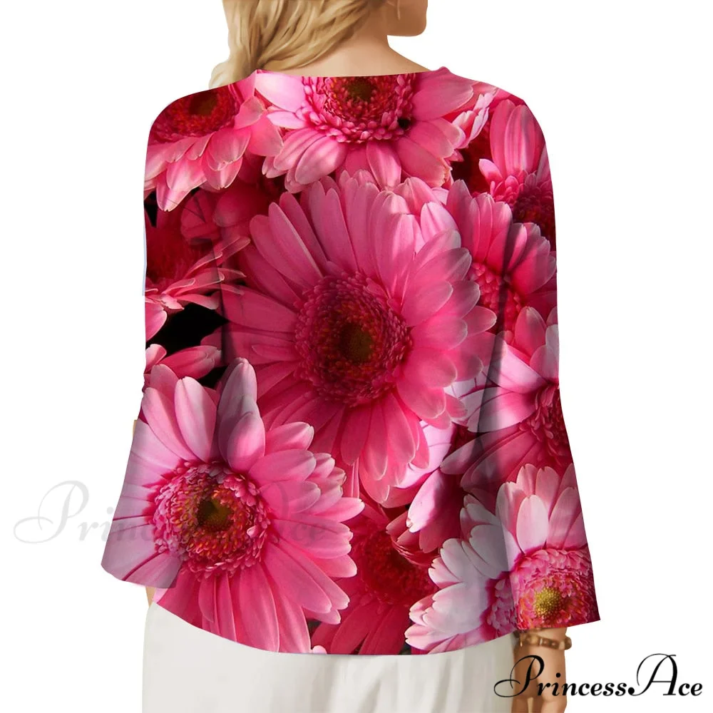 Pink Chrysanthemum Graphics 3D Printed T-shirt - Image 2