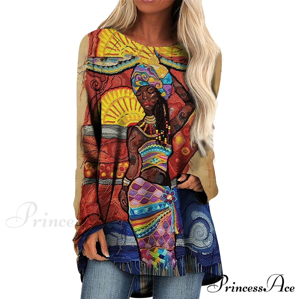 Long Sleeves African Female Pattern Tops - Image 19
