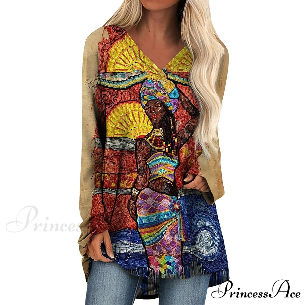 Long Sleeves African Female Pattern Tops - Image 2