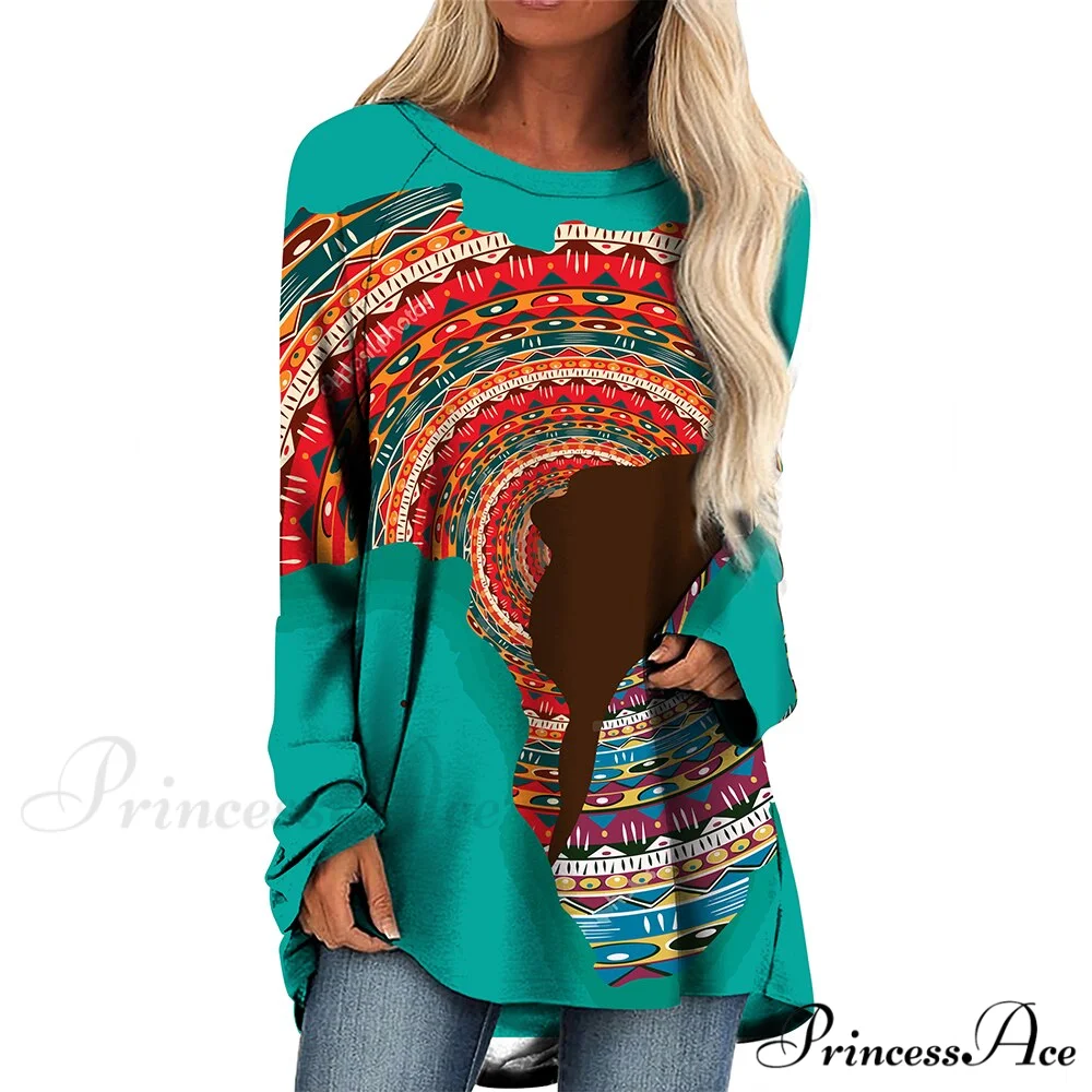 Long Sleeves African Female Pattern Tops - Image 21