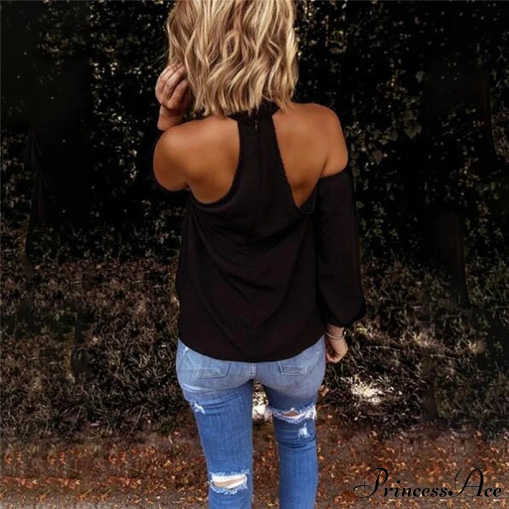 Casual Sexy Solid Color Halter Neck Strapless T-Shirt - Image 4