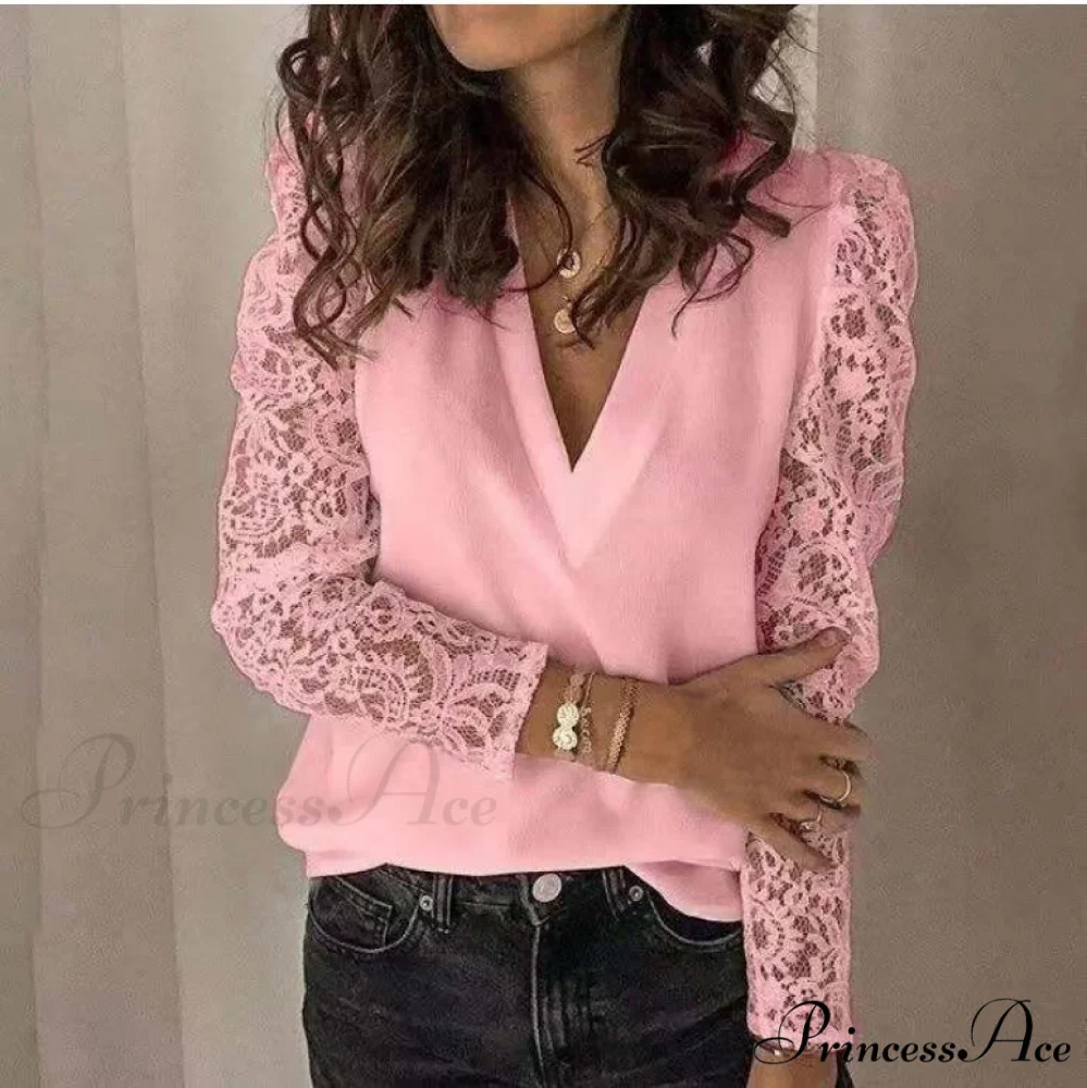 V-neck Lace Hollow Out Top - Image 5