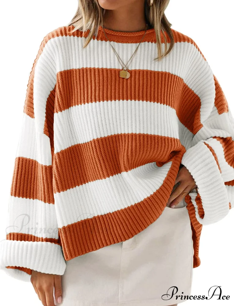 Women's Striped Color Comfy Knitted Sweater - Image 13