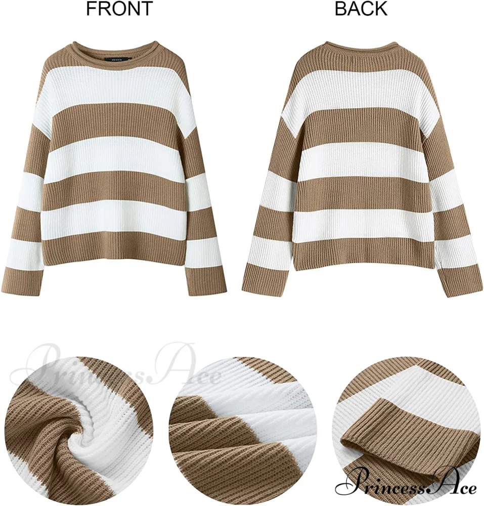 Women's Striped Color Comfy Knitted Sweater - Image 4