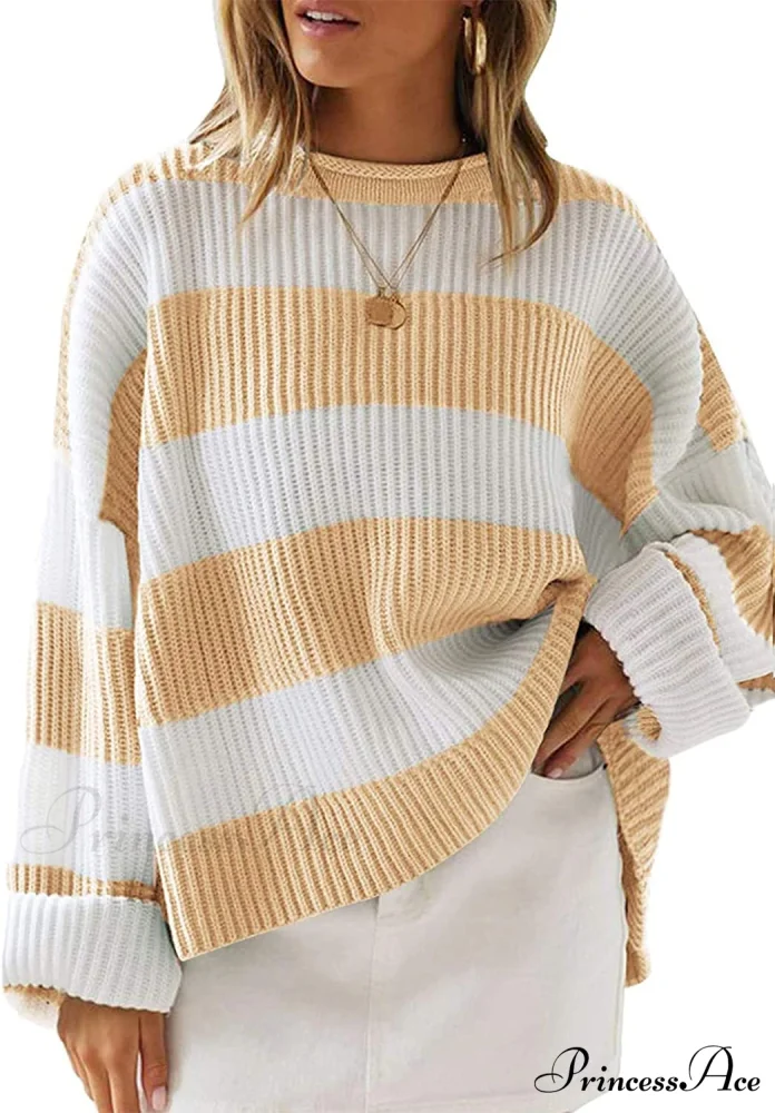 Women's Striped Color Comfy Knitted Sweater - Image 7