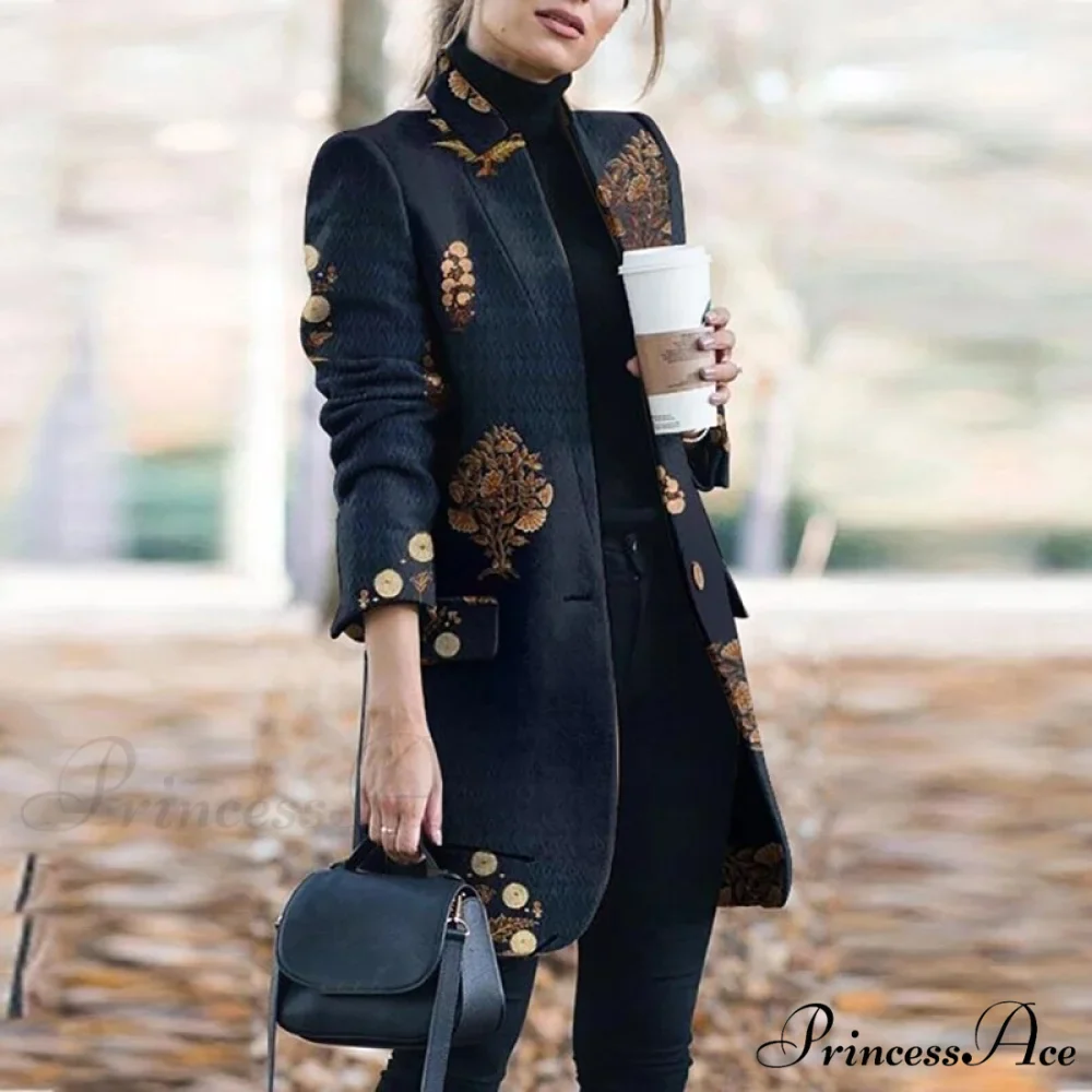 Plaid Printing Long Thin Coat - Image 15
