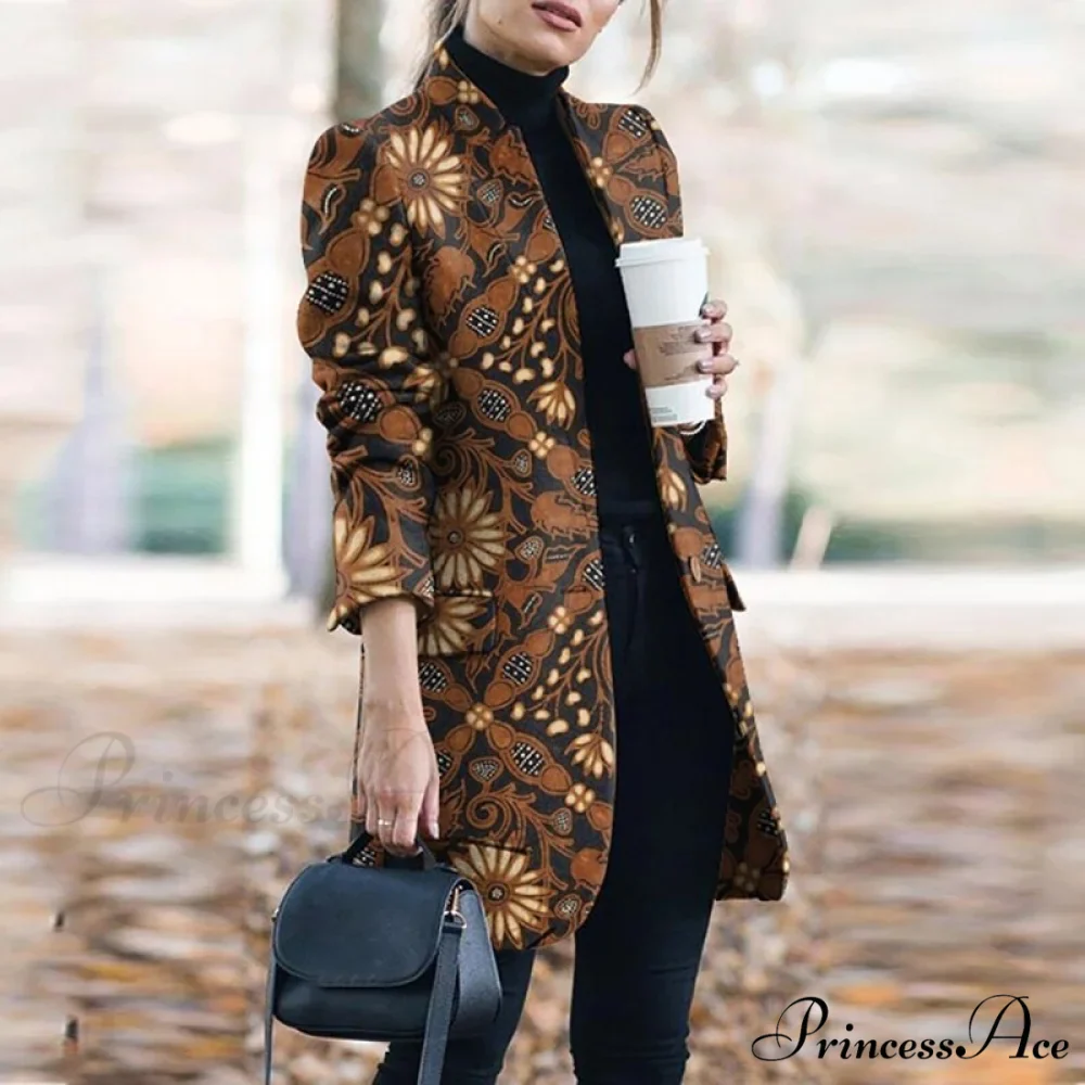 Plaid Printing Long Thin Coat - Image 16